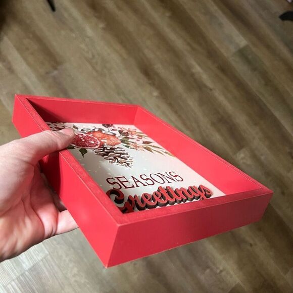 SEASONS Greetings Christmas Sign Decor Wooden Tabletop Holidays Mantel Shelf NWT - Picture 6 of 11